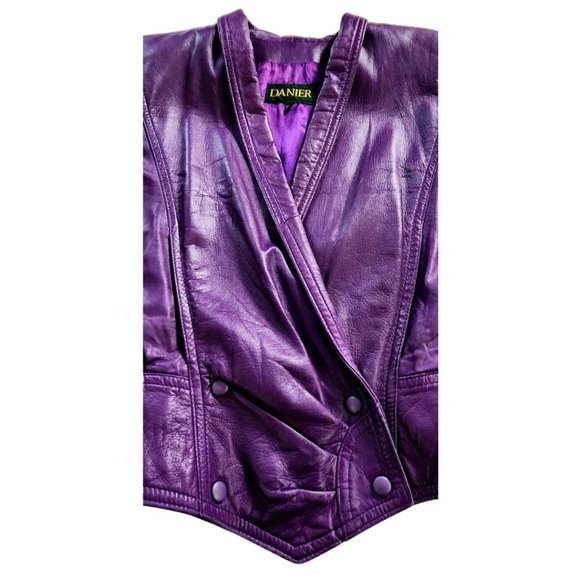 Danier 80's cut purple leather jacket - Picture 4 of 4